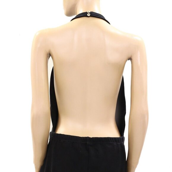 Free People Free-Est Kaelyn Romper Dress Smocked Halter Black Open Back L - Picture 8 of 9